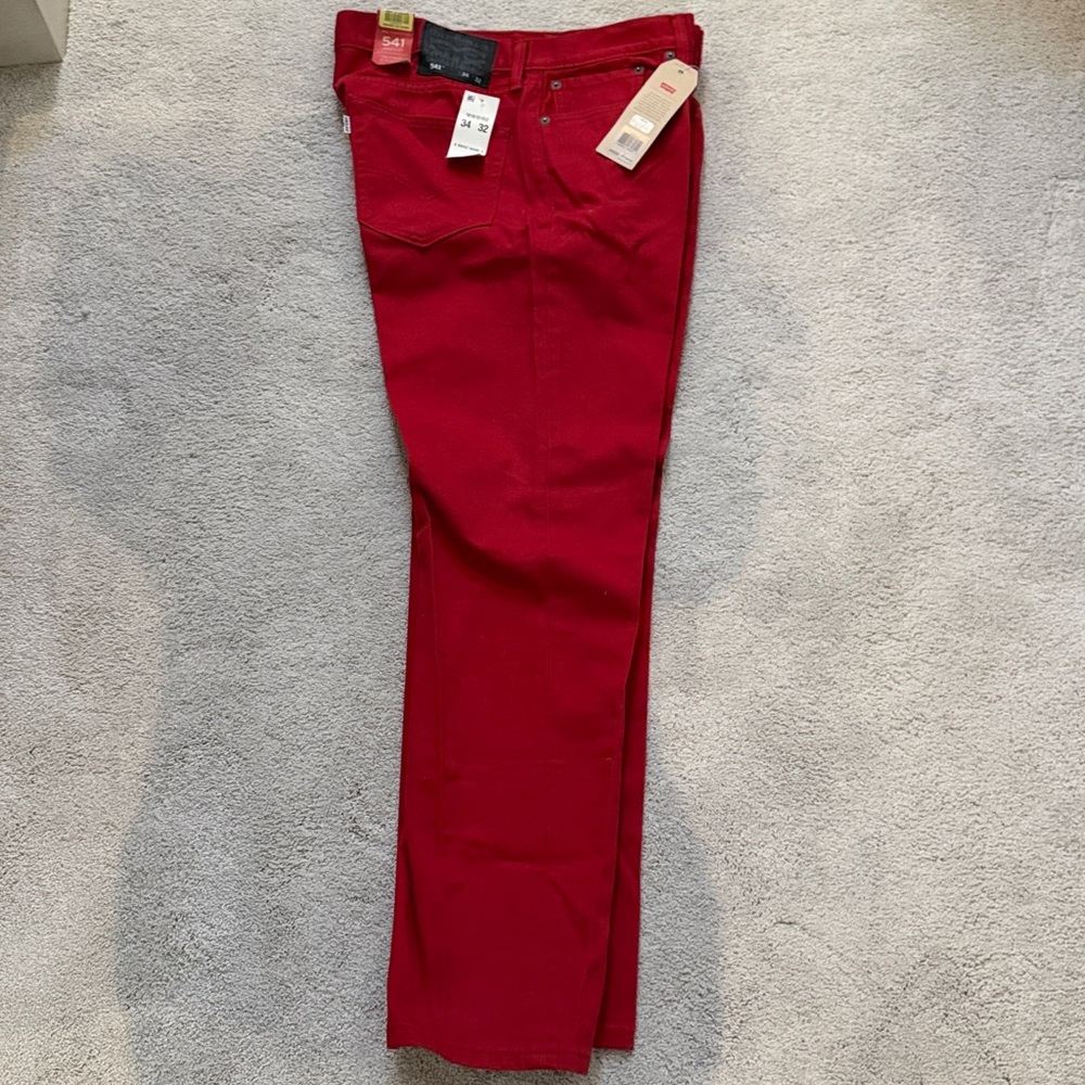 Levi's Jeans Men's Size 34x32 Red Denim 541 Athletic Fit Slightly Tapered Leg